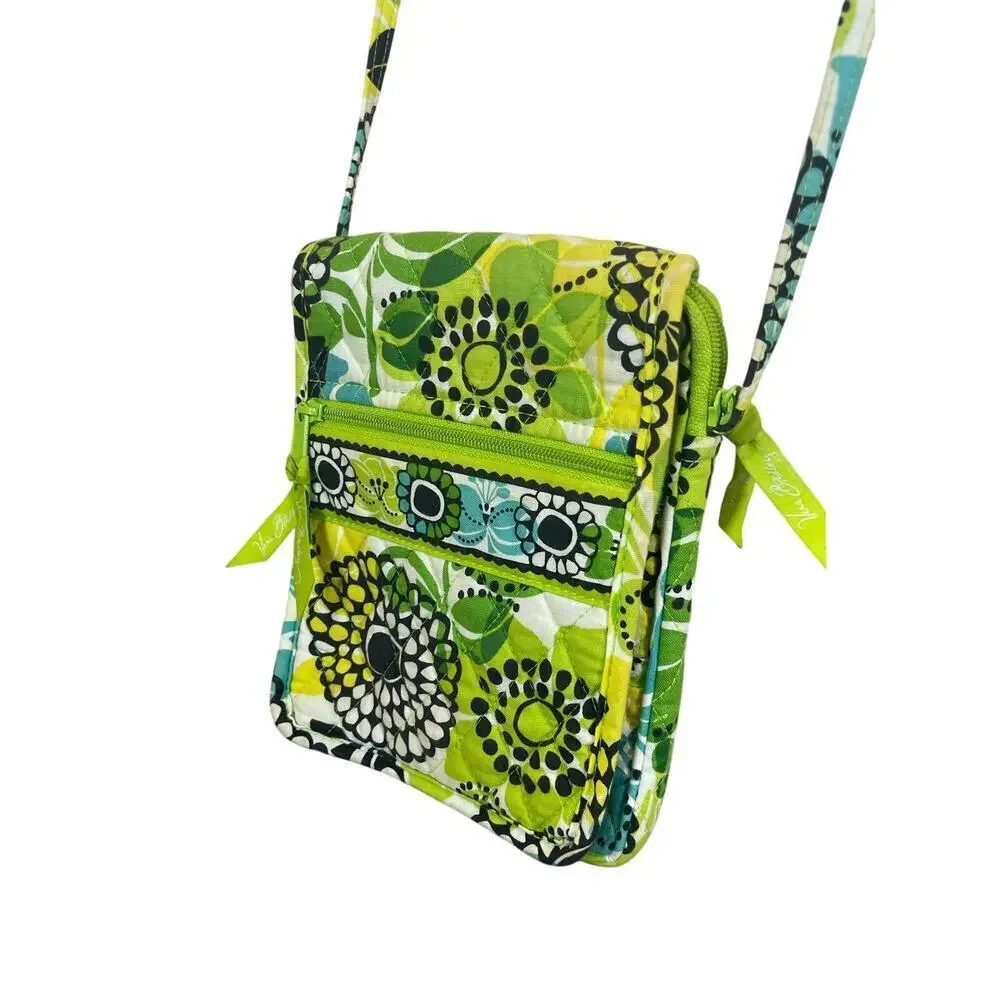 VERA BRADLEY MINI HIPSTER CROSSBODY BAG FLORAL LIME GREEN BOHO QUILTED VERSATILE